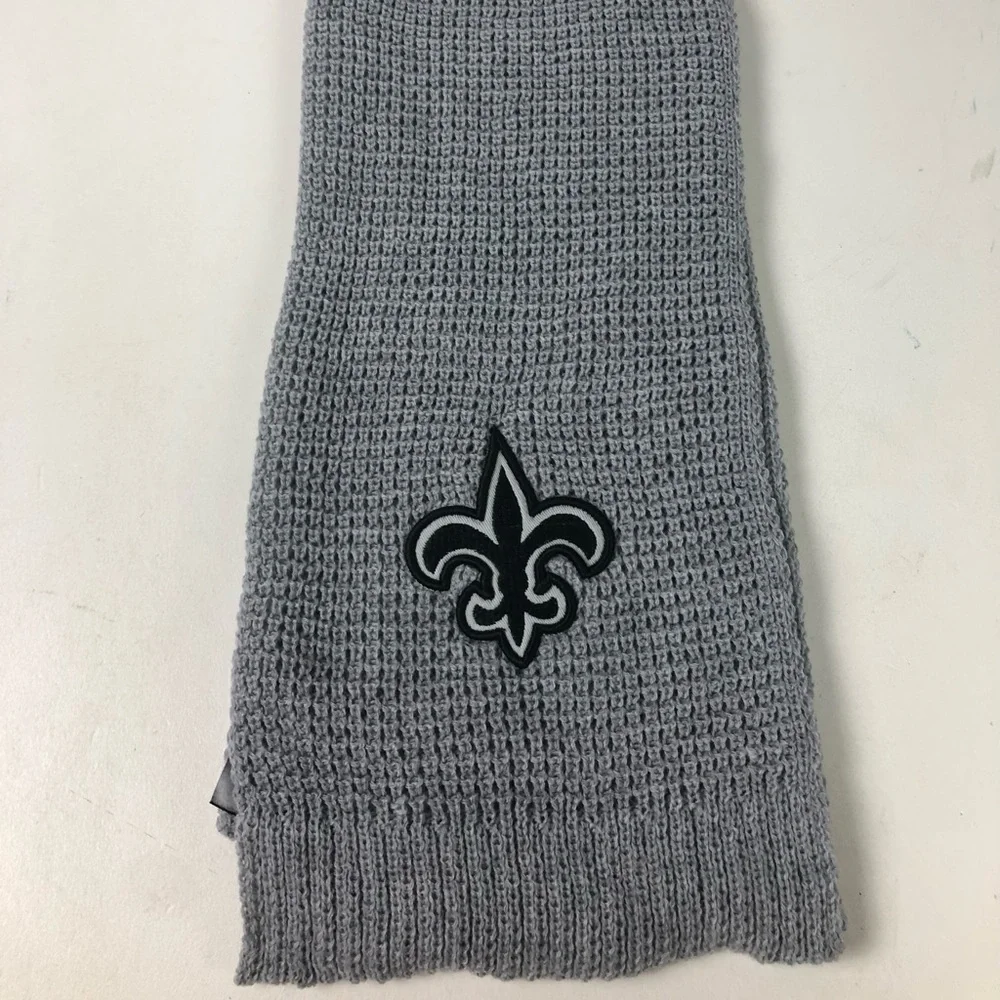 NFL New Orleans Saints Waffle Knit Scarf w Embroidered Logo New NWT - Picture 4 of 7